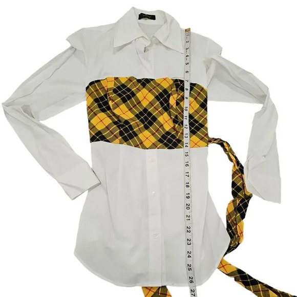 NEW Petersyn x Revolve Monroe Tartan Plaid Overlay Long Sleeve Blouse Womens S - Picture 8 of 9